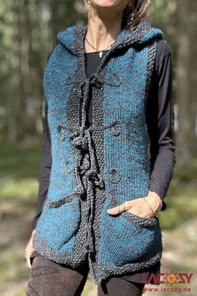 Strickweste | Pixie Weste SITHA aus Schurwolle | Petrol – Bild 5