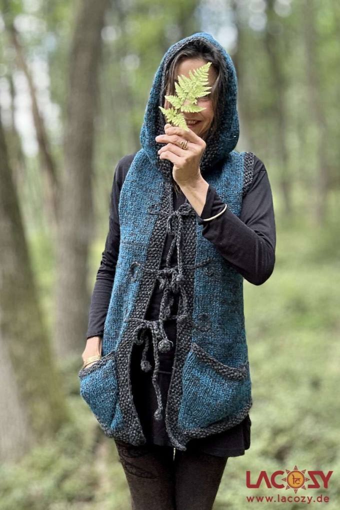 Strickweste | Pixie Weste SITHA aus Schurwolle | Petrol – Bild 7